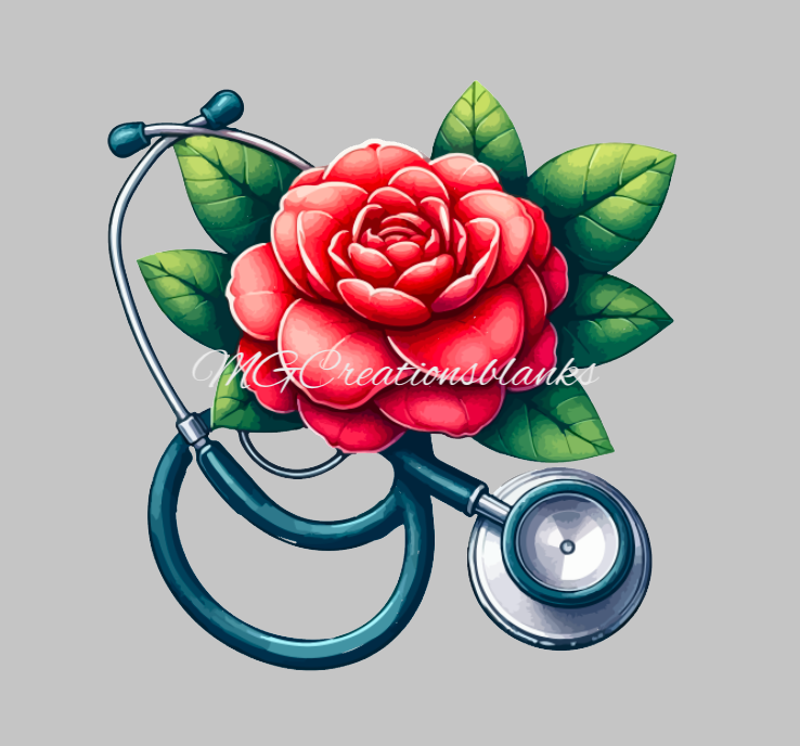 Rose stethoscope acrylic blank for badge reels & vinyl decal, stethoscope acrylic blank, medical decal, vinyl decal, cast acrylic, reel, nurse badge reel