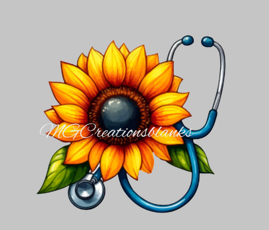 Sunflower stethoscope acrylic blank for badge reels & vinyl decal, stethoscope acrylic blank, medical decal, vinyl decal, cast acrylic, reel, nurse badge reel