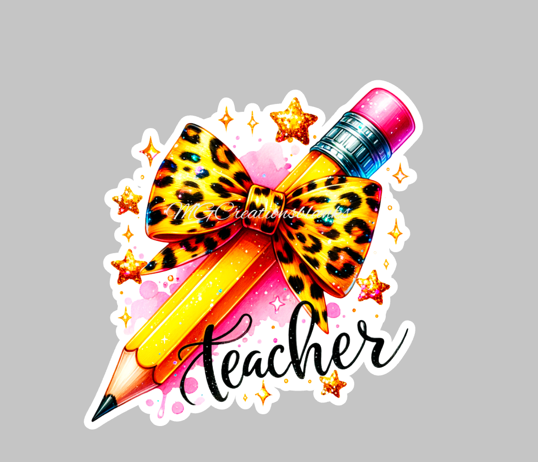 Teacher pencil bow clear acrylic blank for badge reels & vinyl decal, Teacher pencil bow acrylic blank, vinyl decal, cast acrylic, teacher badge reel