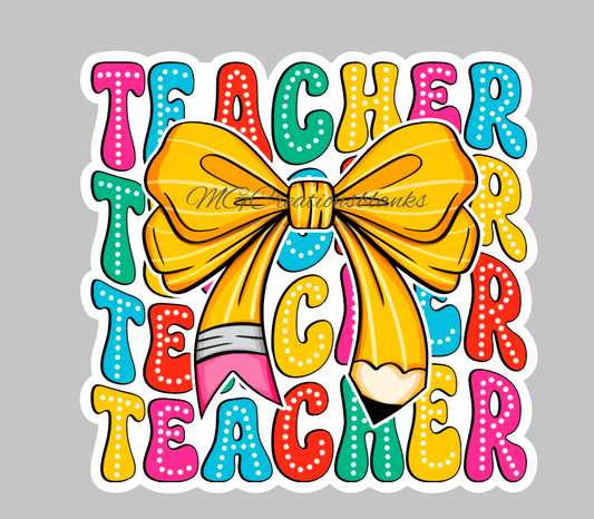 Teacher pencil bow clear acrylic blank for badge reels & vinyl decal, Teacher pencil bow acrylic blank, vinyl decal, cast acrylic, teacher badge reel