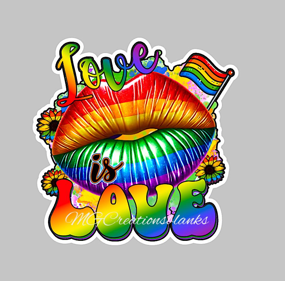 Love is love clear acrylic blanks & vinyl decal, acrylic blank, pride decal, love vinyl decal, pride cast acrylic, Love is love badge reel, love acrylic blank