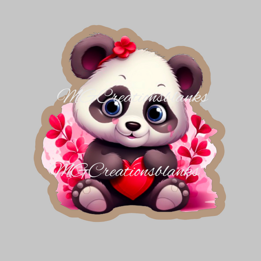 Valentine panda clear acrylic blanks for badge reels with matching vinyl decal, acrylic blank, decal, vinyl decal, Valentine panda acrylic blank