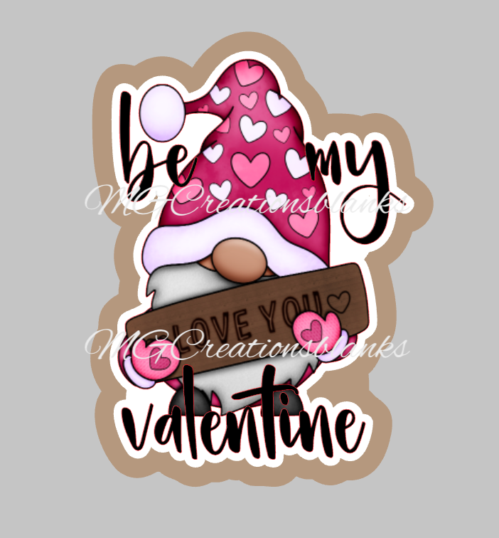 Valentine gnome clear acrylic blanks for badge reels with matching vinyl decal, acrylic blank, decal, vinyl decal, Valentine gnome acrylic blank