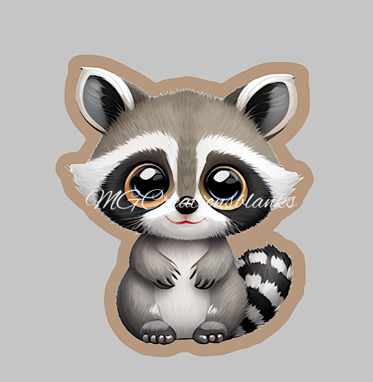 Raccoon clear acrylic blanks for badge reels with matching vinyl decal, acrylic blank, decal, vinyl decal, Raccoon decal, acrylic blank