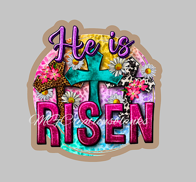 He is risen Easter clear acrylic blanks for badge reels with matching vinyl decal, acrylic blank, decal, vinyl decal, Easter acrylic blank