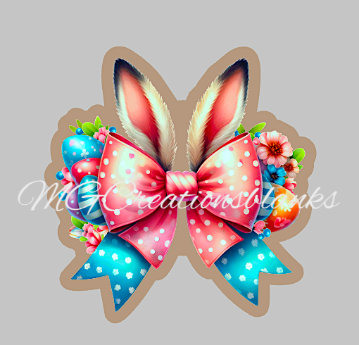 Easter bunny ears clear acrylic blanks for badge reels with matching vinyl decal, Easter bow acrylic blank, Easter bunny decal, Easter vinyl decal, Easter DIY blanks