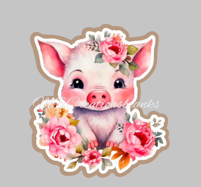 Baby pig clear acrylic blanks for badge reels with matching vinyl decal, acrylic blank, decal, vinyl decal, Giraffe decal, acrylic