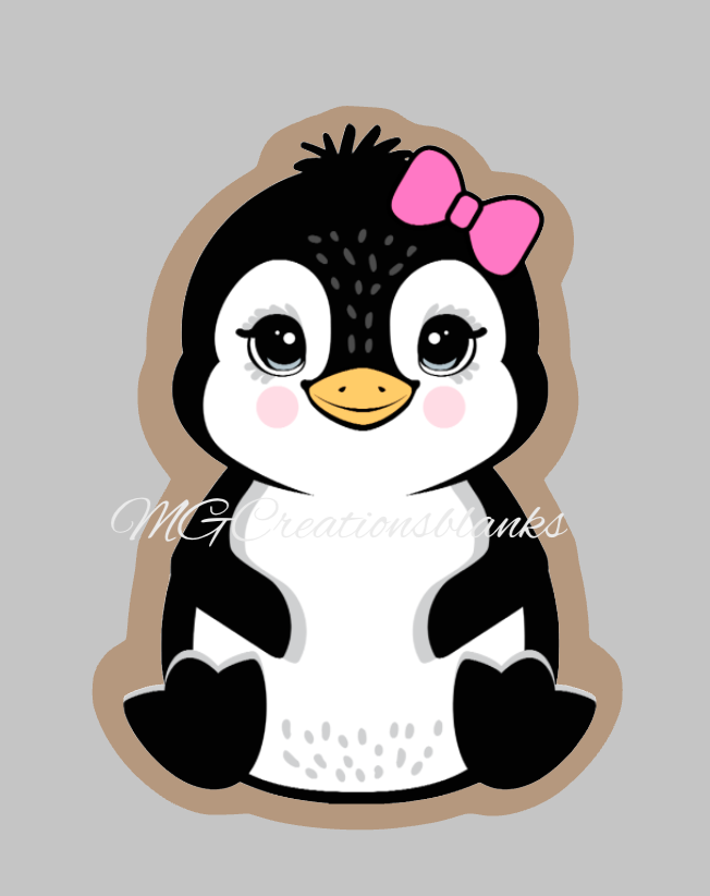 Penguin clear acrylic blanks for badge reels with matching vinyl decal, acrylic blank, decal, vinyl decal, decal, penguin acrylic blank