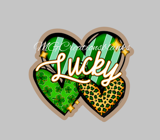 St. Patrick’s hearts acrylic blanks for badge reels with matching vinyl decal, Irish heart acrylic blank, Irish heart decal, vinyl decal, St. Patrick acrylic blank