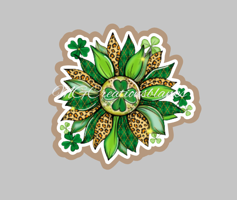 St. Patrick’s Sunflower acrylic blanks for badge reels with matching vinyl decal, acrylic blank, decal, vinyl decal, St. Patrick acrylic blank