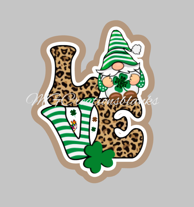 St. Patrick’s love gnome acrylic blanks for badge reels with matching vinyl decal, acrylic blank, decal, vinyl decal, St. Patrick acrylic blank