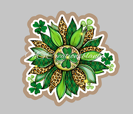 St. Patrick’s Sunflower acrylic blanks for badge reels with matching vinyl decal, acrylic blank, decal, vinyl decal, St. Patrick acrylic blank