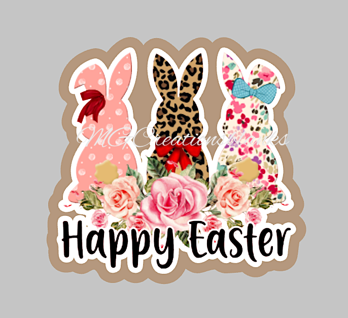 Easter Sitting Bunnies clear acrylic blanks for badge reels with matching vinyl decal, acrylic blank, decal, vinyl decal, Easter, acrylic