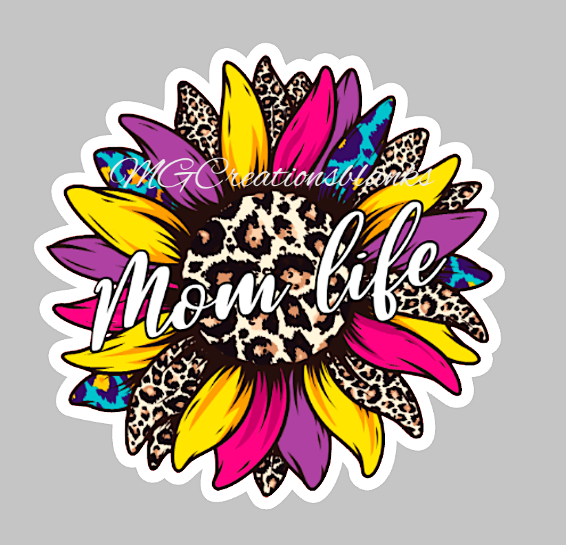 Mom sunflower acrylic blanks for badge reels & vinyl decal, acrylic blank, decal, vinyl decal, mom decal, cast acrylic, mom badge reel