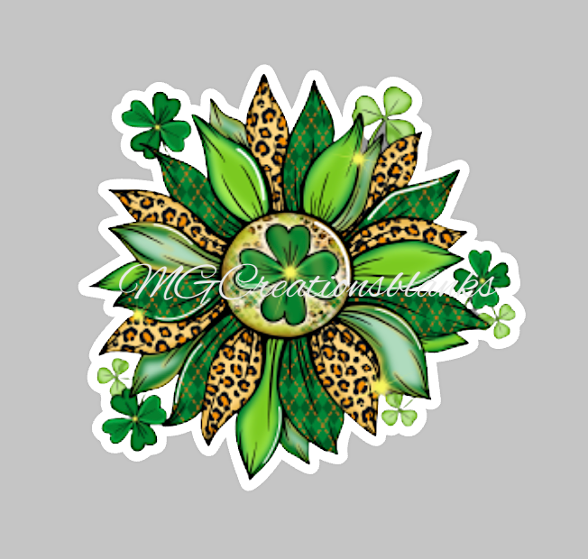 St. Patrick’s Sunflower acrylic blanks for badge reels with matching vinyl decal, acrylic blank, decal, vinyl decal, St. Patrick acrylic blank