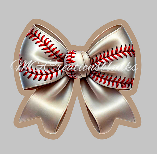 Baseball bow acrylic blanks for badge reels & vinyl decal, baseball acrylic blank, baseball decal, vinyl decal, baseball bow cast acrylic, reel, baseball badge reel