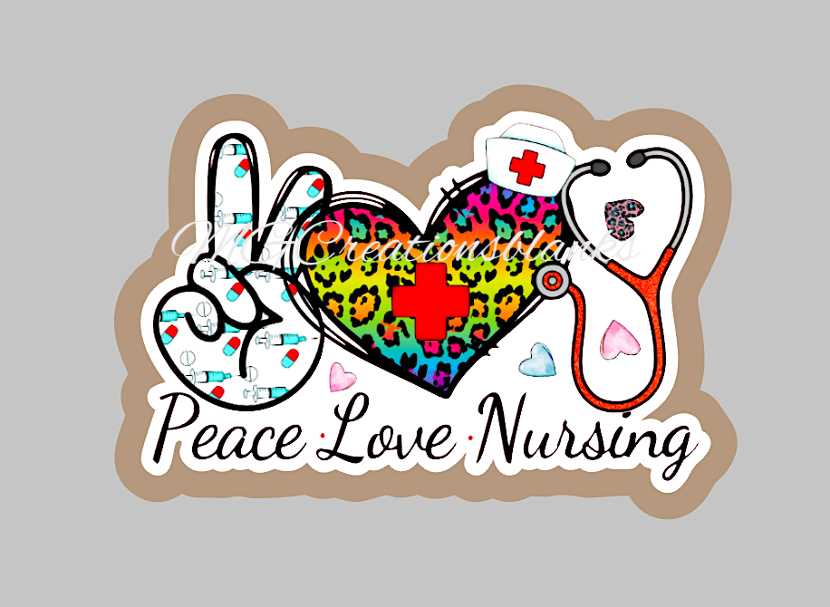 Nurse Peace, Live, Love acrylic blanks for badge reels & vinyl decal, acrylic blank, decal, vinyl decal, cast acrylic, Nurse badge reel