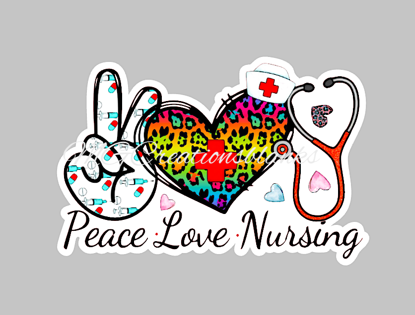 Nurse Peace, Live, Love acrylic blanks for badge reels & vinyl decal, acrylic blank, decal, vinyl decal, cast acrylic, Nurse badge reel