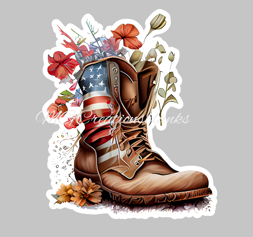 Veteran boots acrylic blank for badge reel & vinyl decal, acrylic blank, decal, vinyl decal, cast acrylic, Independence Day Badge reel, 4th of July badge reel