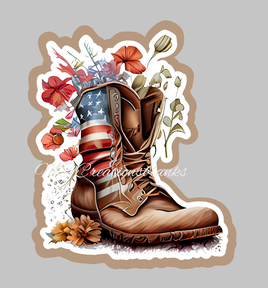 Veteran boots acrylic blank for badge reel & vinyl decal, acrylic blank, decal, vinyl decal, cast acrylic, Independence Day Badge reel, 4th of July badge reel