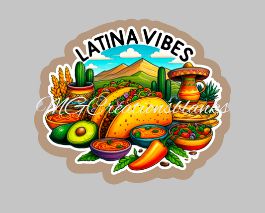 Latina vibes clear acrylic blanks for badge reels with matching vinyl decal, acrylic blank, decal, vinyl decal, 5 de Mayo, Mexican party blank