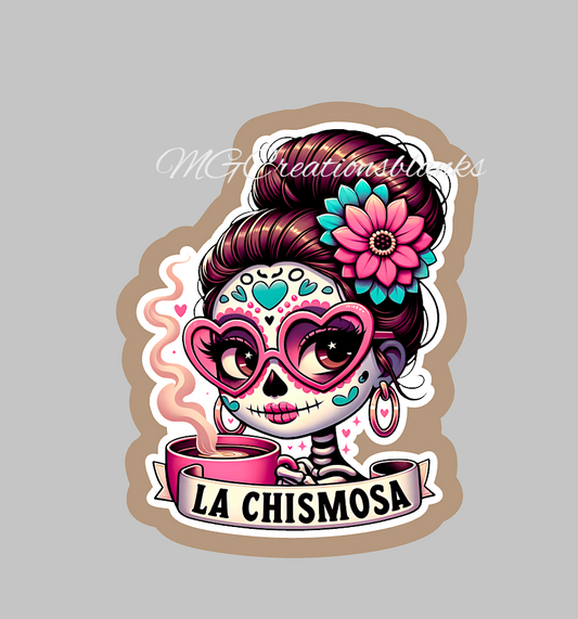 Chismosa clear acrylic blanks for badge reels with matching vinyl decal, acrylic blank, decal, vinyl decal, 5 de Mayo, Mexican party blank, Latina acrylic blank