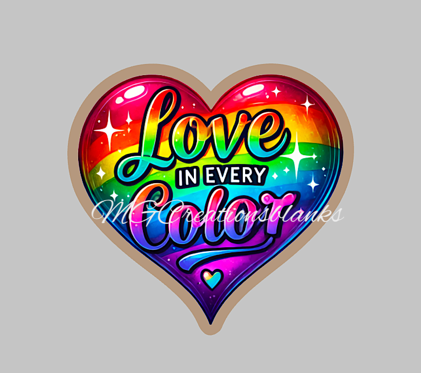 Love in every color clear acrylic blanks & vinyl decal, acrylic blank, pride decal, love vinyl decal, pride cast acrylic, Love is love badge reel, love acrylic blank