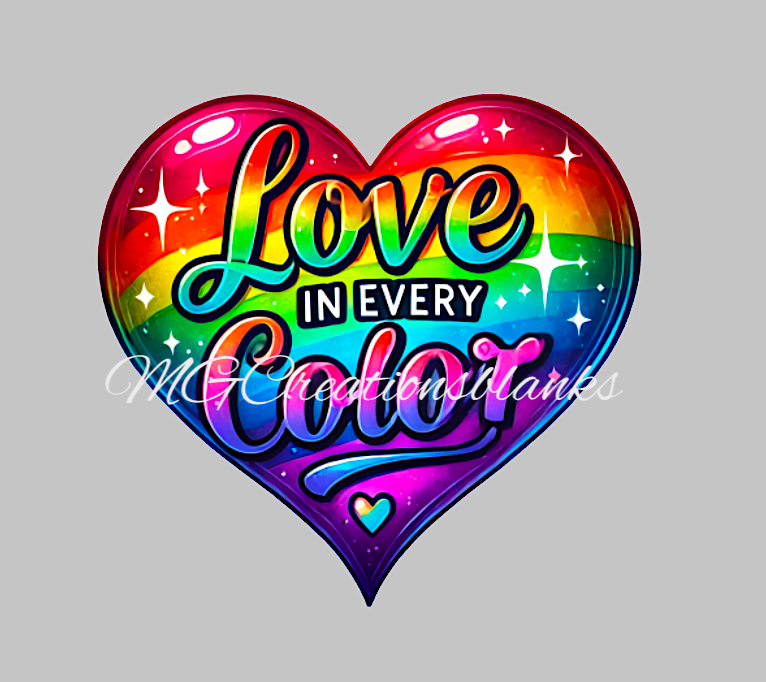 Love in every color clear acrylic blanks & vinyl decal, acrylic blank, pride decal, love vinyl decal, pride cast acrylic, Love is love badge reel, love acrylic blank