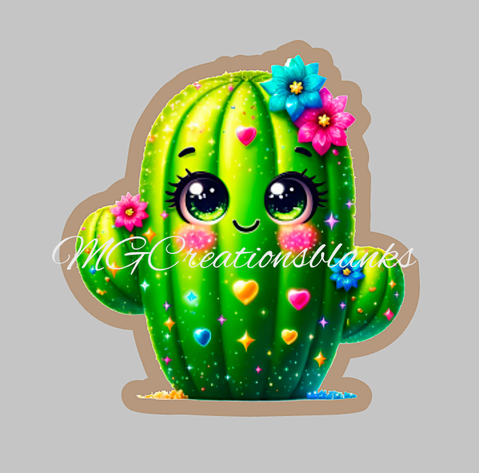 Cactus clear acrylic blank for badge reels with matching vinyl decal, Cactus acrylic blank, decal, Cactus vinyl decal, Cactus acrylic blank