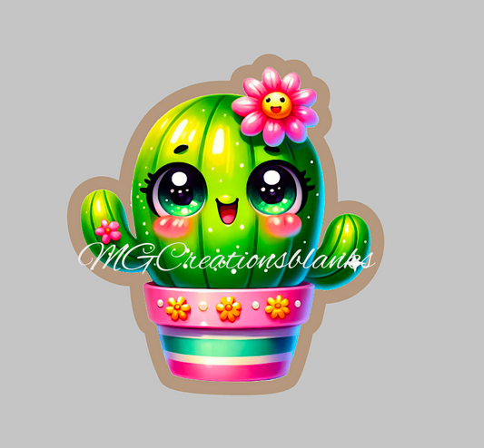 Cactus clear acrylic blank for badge reels with matching vinyl decal, Cactus acrylic blank, decal, Cactus vinyl decal, Cactus acrylic blank