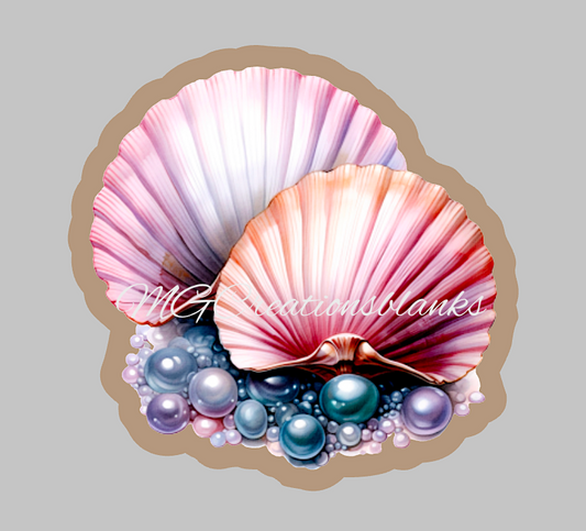 Seashells acrylic blanks for badge reels & vinyl decal, acrylic blank, decal, vinyl decal, Seashell clear acrylic blank, seashell badge reel