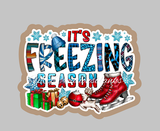 It’s freezing season clear acrylic blank for badge reel with matching vinyl decal, It's freezing acrylic blank, decal, vinyl decal, It’s Cold Outside decal, acrylic, It’s freezing season acrylic blank