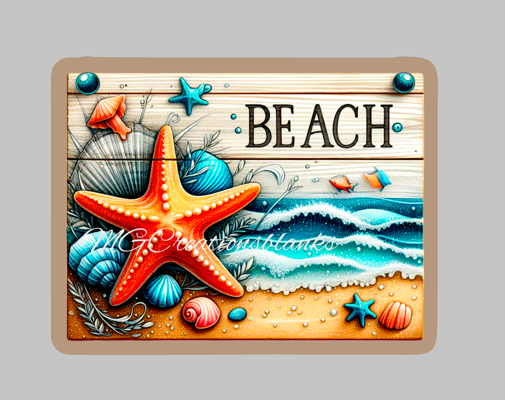 Beach acrylic blanks for badge reels & vinyl decal, acrylic blank, decal, vinyl decal, Ocean clear cast acrylic,  Beach badge reel