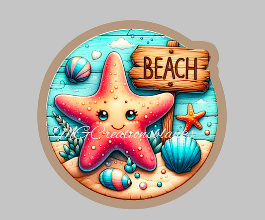 Beach acrylic blanks for badge reels & vinyl decal, acrylic blank, decal, vinyl decal, Ocean clear cast acrylic,  Beach badge reel