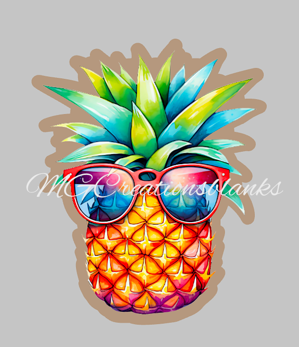 Summer Pineapple acrylic blanks for badge reels & vinyl decal, acrylic blank, decal, vinyl decal, Ocean clear cast acrylic,  Pineapple badge reel