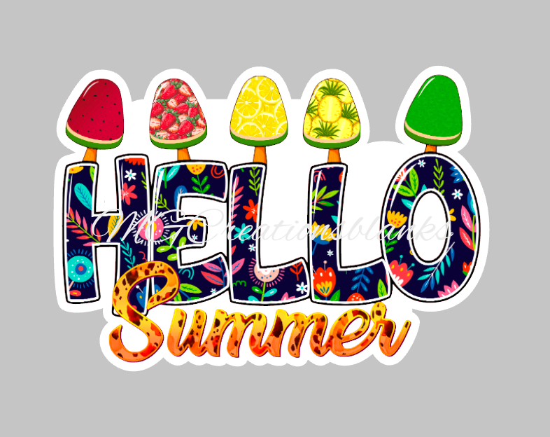 Hello Summer acrylic blank for badge reels & vinyl decal, acrylic blank, decal, vinyl decal, cast acrylic, badge reel, Summer badge reel