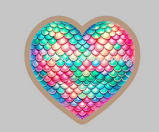 Mermaid heart clear acrylic blank for badge reels with matching vinyl decal, acrylic blank, decal, vinyl decal, Mermaid heart acrylic blank