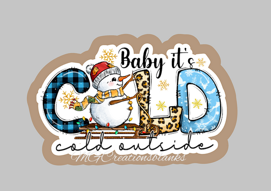 It’s Cold Outside clear acrylic blank for badge reel with matching vinyl decal, acrylic blank, decal, vinyl decal, It’s Cold Outside decal, acrylic, It’s Cold Outside  acrylic blank