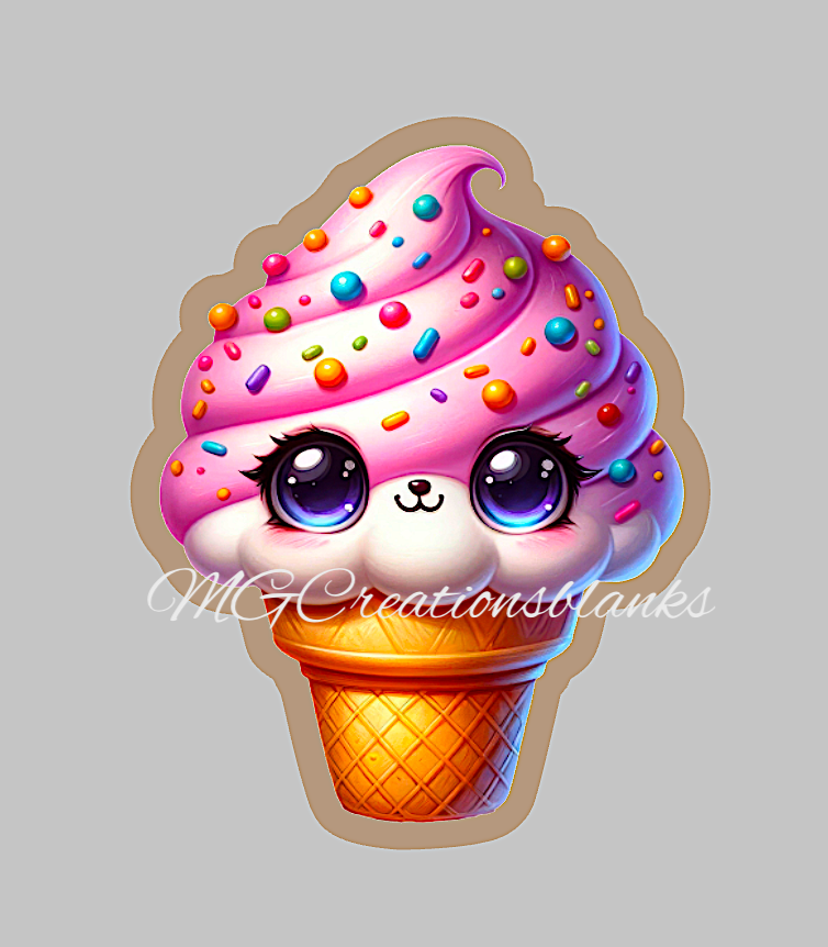 Ice cream acrylic blank for badge reel & vinyl decal, acrylic, decal, vinyl decal, cast acrylic, Ice cream Badge reel, Ice cream cone