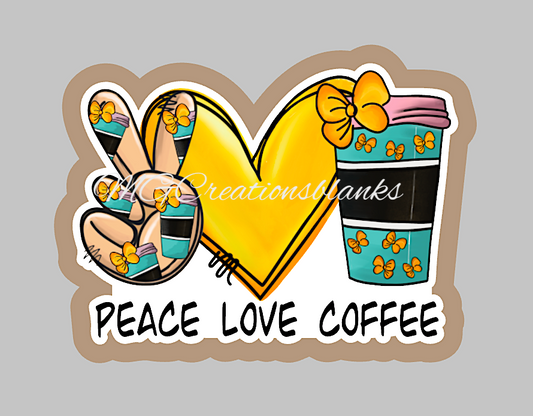 Peace Love Coffee clear acrylic blanks for badge reels & vinyl decal, acrylic blank, decal, vinyl decal, cast acrylic, apple badge reel