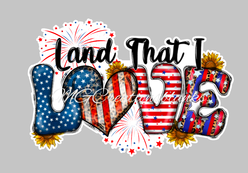 Land that I love clear acrylic blanks for badge reels with matching vinyl decal, acrylic blank, Memorial Day decal, Independence Day vinyl decal, 4th of July acrylic