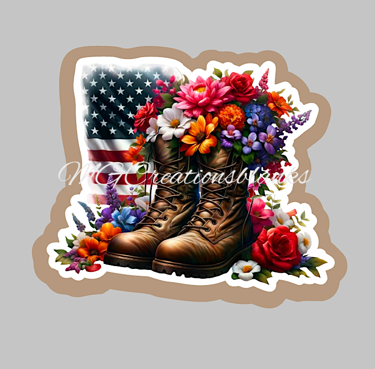 Veteran boots acrylic blank for badge reel & vinyl decal, acrylic blank, decal, vinyl decal, cast acrylic, Independence Day Badge reel, 4th of July badge reel