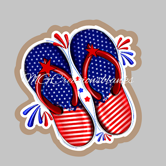 4th of July sandals clear acrylic blanks for badge reels with matching vinyl decal, acrylic blank, decal, vinyl decal, Independence day acrylic