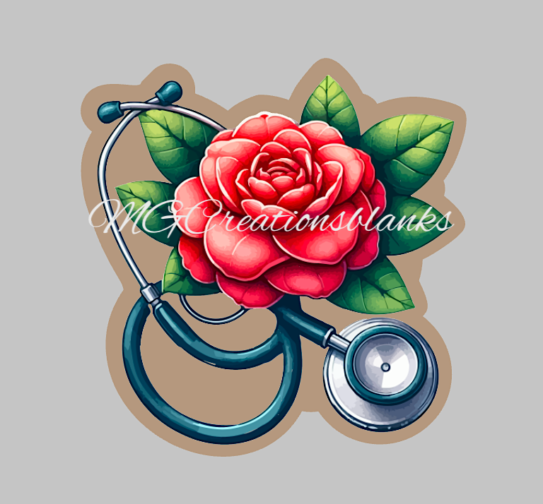 Rose stethoscope acrylic blank for badge reels & vinyl decal, stethoscope acrylic blank, medical decal, vinyl decal, cast acrylic, reel, nurse badge reel