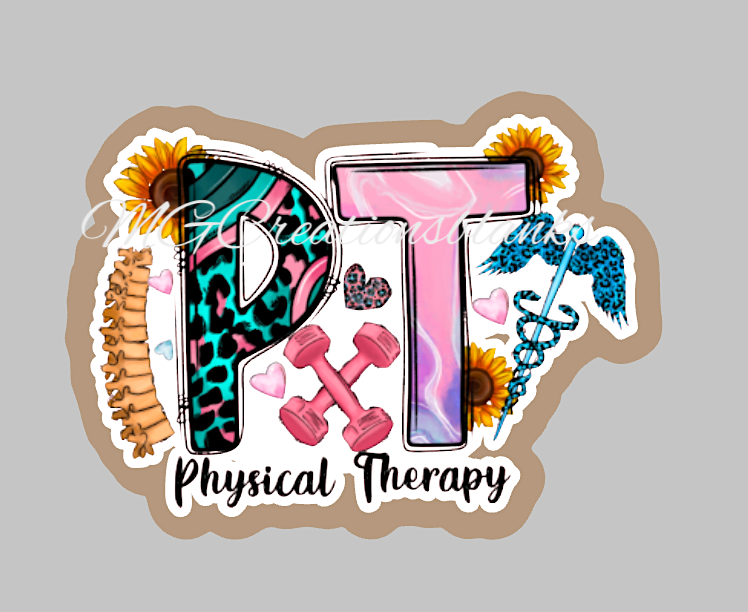 Physical Therapist acrylic blanks for badge reels & vinyl decal, acrylic blank, decal, vinyl decal, cast acrylic, reel, PT badge reel, PT