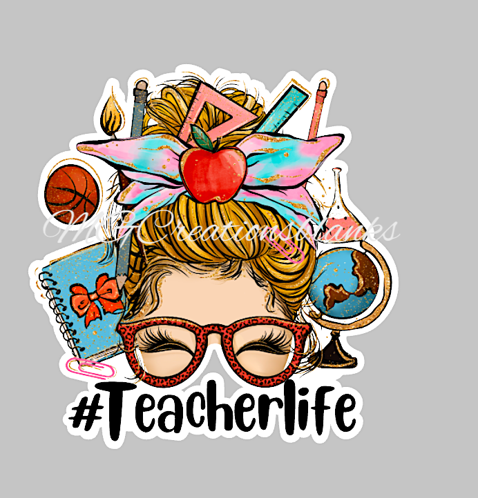 Teacher Life clear acrylic blanks for badge reels & vinyl decal, acrylic blank, decal, vinyl decal, cast acrylic, teacher badge reel