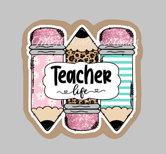 Teacher Life clear acrylic blanks for badge reels & vinyl decal, acrylic blank, decal, vinyl decal, cast acrylic, pencil badge reel