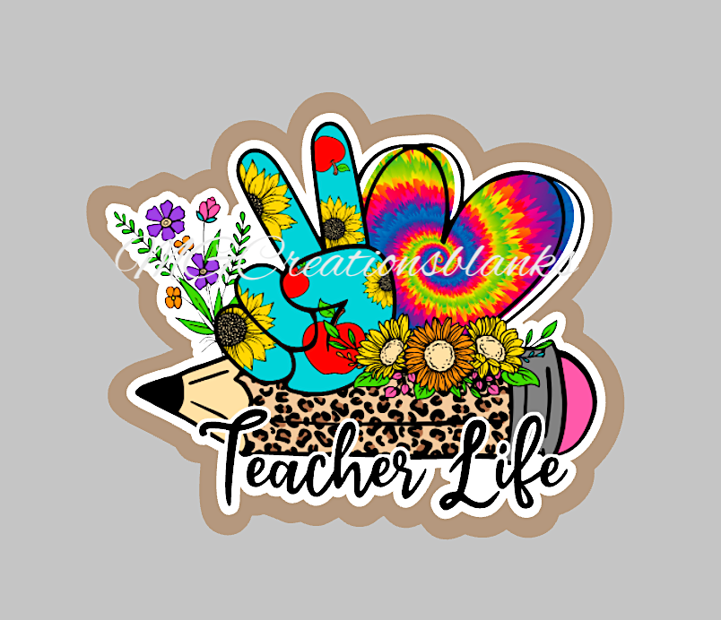 Teacher Life clear acrylic blanks for badge reels & vinyl decal, acrylic blank, decal, vinyl decal, cast acrylic, pencil badge reel