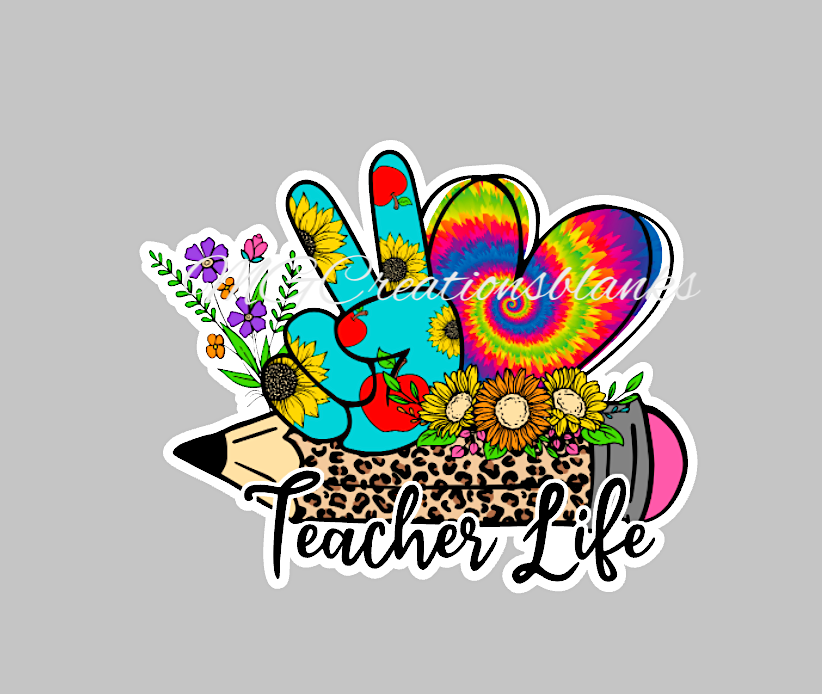 Teacher Life clear acrylic blanks for badge reels & vinyl decal, acrylic blank, decal, vinyl decal, cast acrylic, pencil badge reel