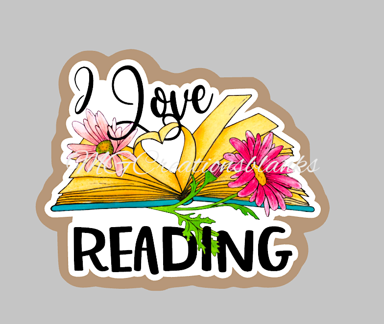 I Love Reading clear acrylic blanks for badge reels & vinyl decal, acrylic blank, decal, vinyl decal, cast acrylic, pencil badge reel